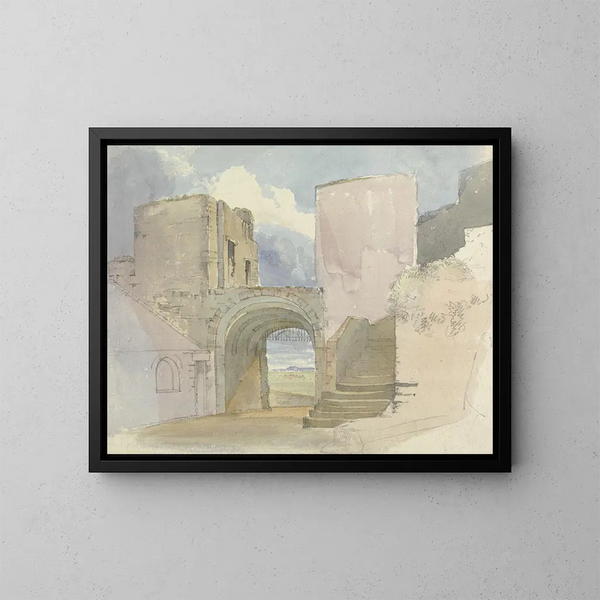 Poort van het kasteel van Bamburgh - Edward Hastings — ingelijst kunstwerk aan de muur