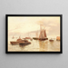 Boten op een rustige zee - Edward Henry Eugene Fletcher — ingelijst kunstwerk aan de muur