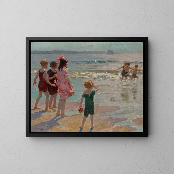 Children by the Sea - Edward Henry Potthast — framed artwork on a wall