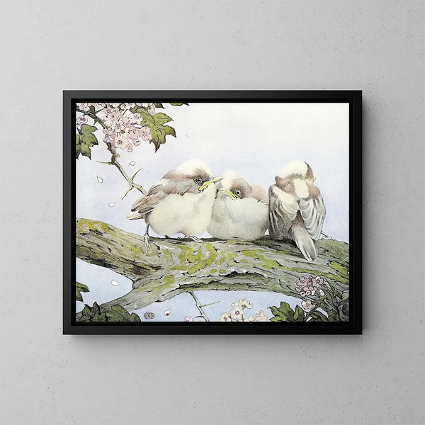 The Long-tailed Tit - Edward Julius Detmold — framed artwork on a wall