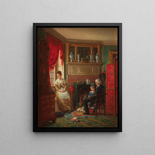 At the Fireplace Corner - Edward Lamson Henry — framed artwork on a wall