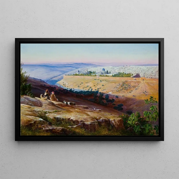 Jeruzalem vanaf de Olijfberg - Edward Lear — ingelijst kunstwerk aan de muur