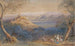 Vue du Castello Caetani et de la ville colline de Sermoneta Lazio Italie - Edward Lear — weergave van het kunstwerk