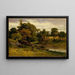 Onbekend: landschap met bootje aangemeerd bij een beek, man lopend op de voorgrond - Edward Mitchell Bannister — ingelijst kunstwerk aan de muur