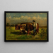 Onbekend schilderij van een man met twee runderen - Edward Mitchell Bannister — ingelijst kunstwerk aan de muur