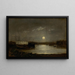 Onbekend schets van een haven bij maanlicht met volle maan en scheepsmasten - Edward Mitchell Bannister — ingelijst kunstwerk aan de muur