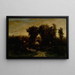 Onbekend vrouw met vee en schapen bij zonsondergang - Edward Mitchell Bannister — ingelijst kunstwerk aan de muur