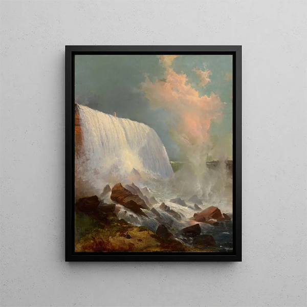 Niagara Falls Painting - Edward Moran — framed artwork on a wall