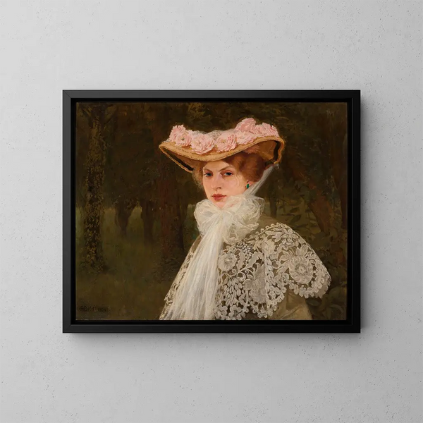 portret van Zofia Okuń née Tolkemit, de vrouw van de kunstenaar - Edward Okuń — ingelijst kunstwerk aan de muur