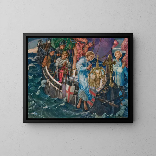The Passage of the Holy Grail at Sarras - Edward Reginald Frampton — framed artwork on a wall