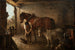 Een hoefsmid die een ploegpaard beslaat - Edward Robert Smythe — weergave van het kunstwerk