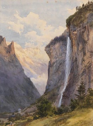 Edward Theodore Compton - Der Staubbachfall in Lauterbrunnen Schweiz.webp