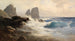van Les Faraglioni devant la côte de Capri - Edward Theodore Compton — weergave van het kunstwerk