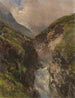Bergkloof met bulderende waterval - Edward Theodore Compton — weergave van het kunstwerk