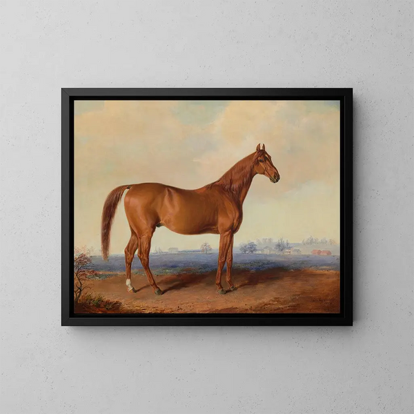 American eclipse painting in a landscape - Edward Troye — framed artwork on a wall