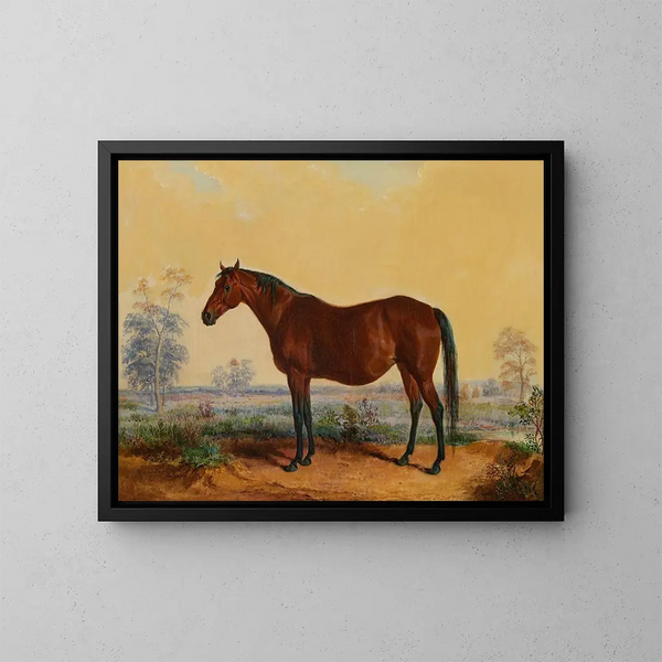 Dixie in the landscape - Edward Troye — framed artwork on a wall