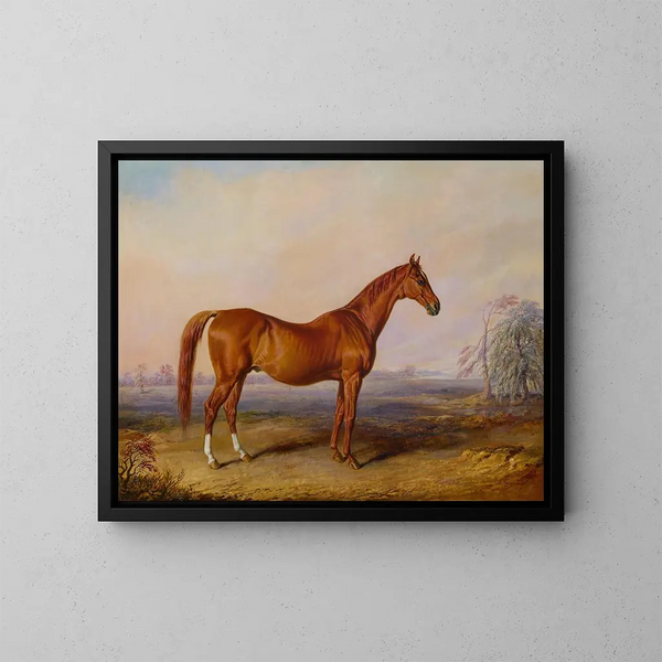 Glencoe painting in a landscape - Edward Troye — framed artwork on a wall