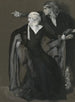 Hamlet: Waarom kijkt u daar? Kijk hoe hij door de poort ontsnapt, Acte III, Scène IV - Edwin Austin Abbey — weergave van het kunstwerk