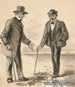 Twee mannen die aan de rand van de zee converseren - Edwin Austin Abbey — weergave van het kunstwerk