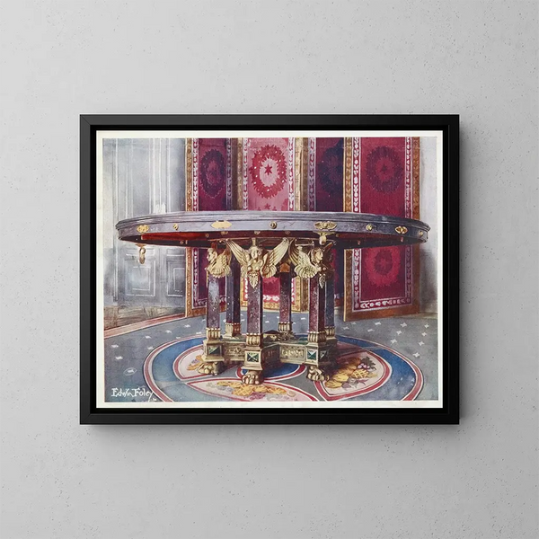 Circular marble painting with gilded bronze mounts - Edwin Foley — framed artwork on a wall