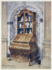 Bureau gebogen in walnoot ingelegd - Edwin Foley — weergave van het kunstwerk