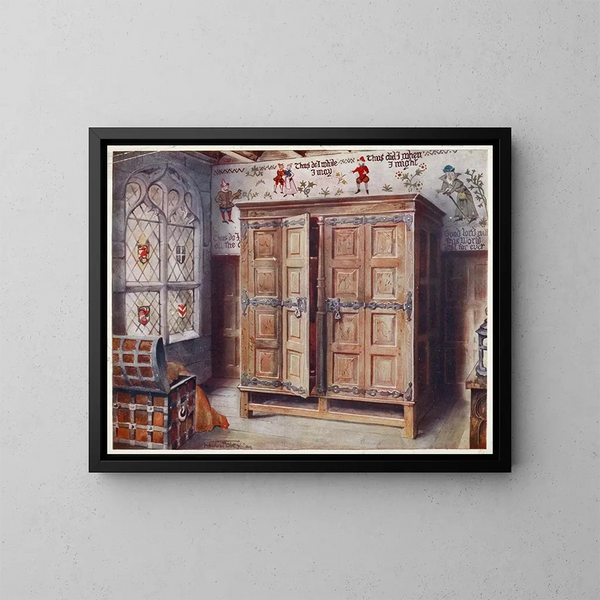 the mural painting of the Foreigners' Hall in Norwich, oak press, West Stowe, around 1550 - Edwin Foley — framed artwork on a wall