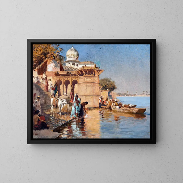 Le long des ghâts de Mathura - Edwin Lord Weeks — framed artwork on a wall