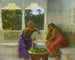 Figuren in een interieur met een palmentuin op de achtergrond - Edwin Lord Weeks — weergave van het kunstwerk