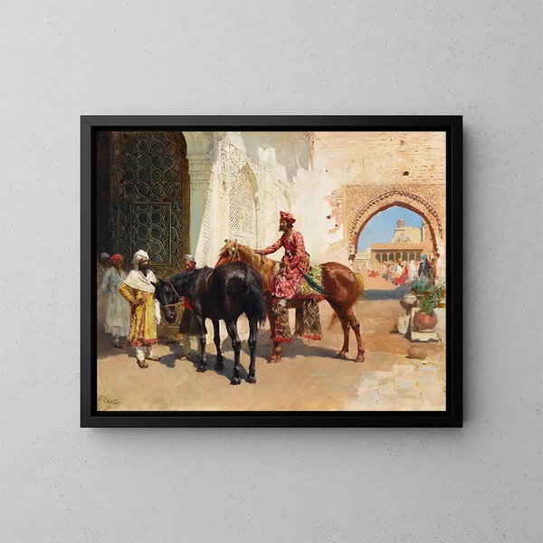 Seller of Persian Horses in Bombay - Edwin Lord Weeks — framed artwork on a wall