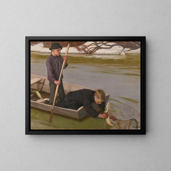 Jongens die vissen vangen - Eero Järnefelt — ingelijst kunstwerk aan de muur