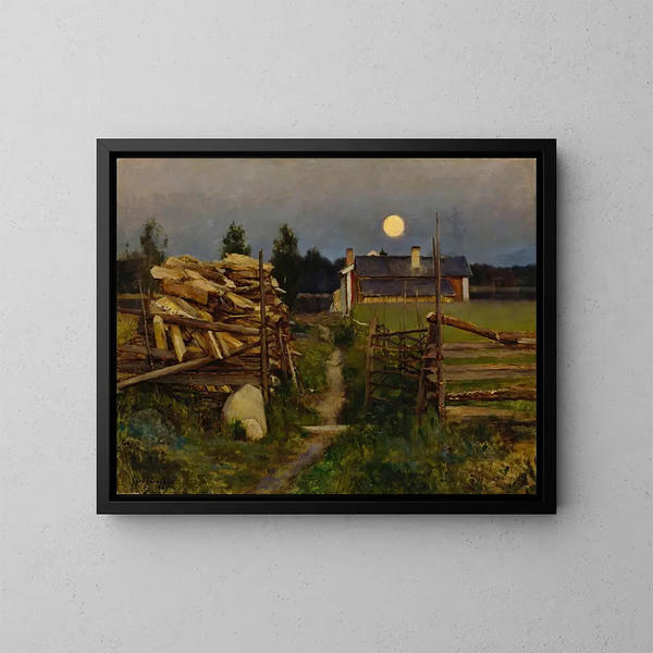 Zomeravond met maan - Eero Järnefelt — ingelijst kunstwerk aan de muur