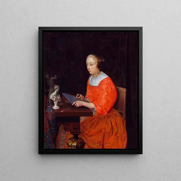 a lady's drawing - Eglon van der Neer — framed artwork on a wall