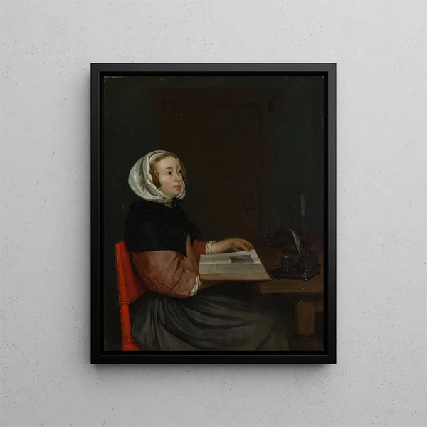 The Reader - Eglon van der Neer — framed artwork on a wall