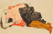 Vrouw die haar gezicht verbergt - Egon Schiele — weergave van het kunstwerk