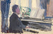 van Leopold Czihaczek aan de piano, schets - Egon Schiele — weergave van het kunstwerk