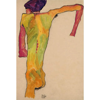 Egon Schiele - Male Nude Propping Himself Up.webp