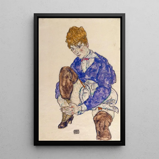 Egon Schiele - Portrait of the Artists Wife Seated Holding Her Right Leg.webp