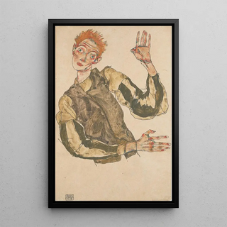 Egon Schiele - SelfPortrait with Striped Sleeves.webp