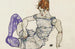 Vrouw zittend met paarse kousen - Egon Schiele — weergave van het kunstwerk