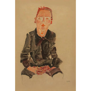 Egon Schiele - Sitzender Bub mit gefalteten Hnden.webp