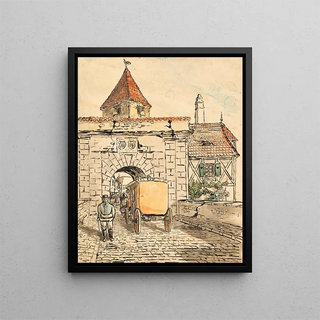 Egon Schiele - Stadttor mit Kutsche Schlerarbeit.webp