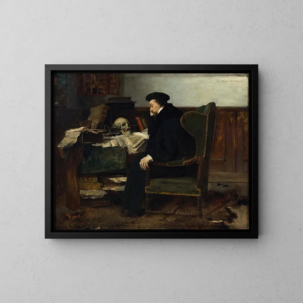 Absorbed in his studies - Eilif Peterssen — framed artwork on a wall