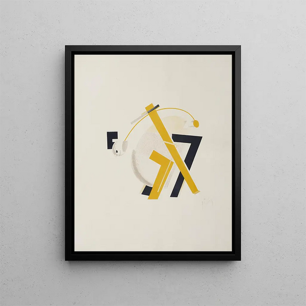 an old man, head just behind the altar - El Lissitzky — framed artwork on a wall