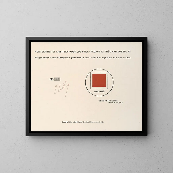Becoming a supremacist of two colors in six constructions Pl 11 - El Lissitzky — framed artwork on a wall
