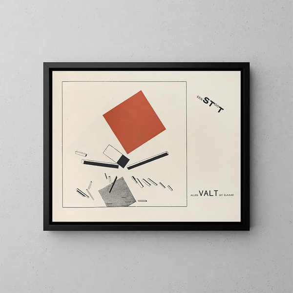 Devenir suprématiste de deux couleurs dans six constructions Pl 9 - El Lissitzky — framed artwork on a wall