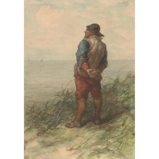 Elchanon Verveer - Zeeman vanaf de duinen uitkijkend over zee.webp