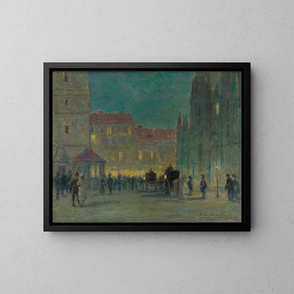 Avond voor de kathedraal Sainte-Élisabeth - Elemér Halász-Hradil — ingelijst kunstwerk aan de muur