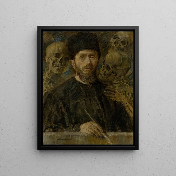 Zelfportret - Elemér Halász-Hradil — ingelijst kunstwerk aan de muur