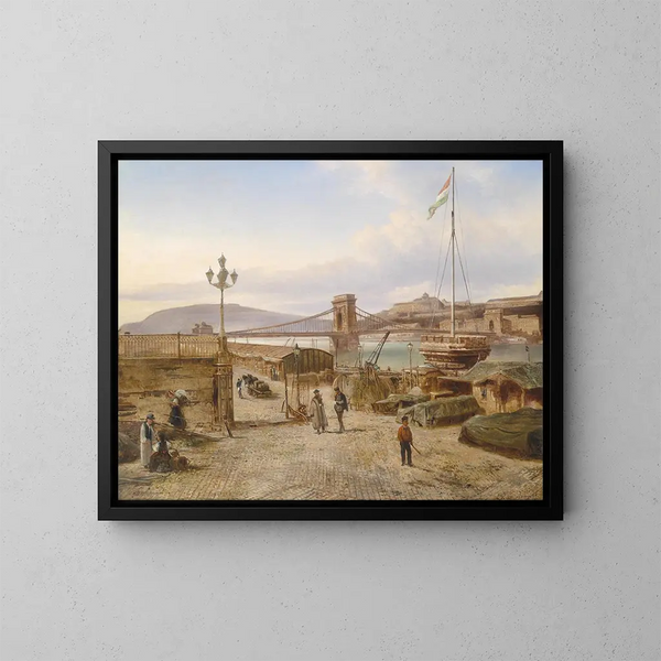 Uitzicht op Buda - Elias Pieter van Bommel — ingelijst kunstwerk aan de muur