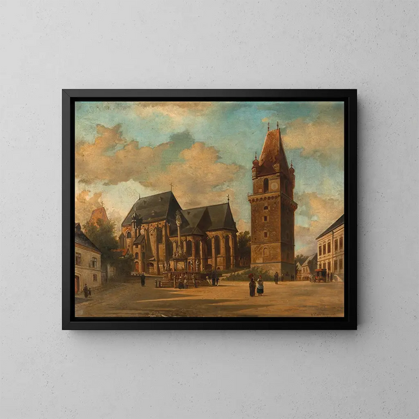 L'Augustijnenkerk in Perchtoldsdorf nabij Wenen - Elias Pieter van Bommel — ingelijst kunstwerk aan de muur